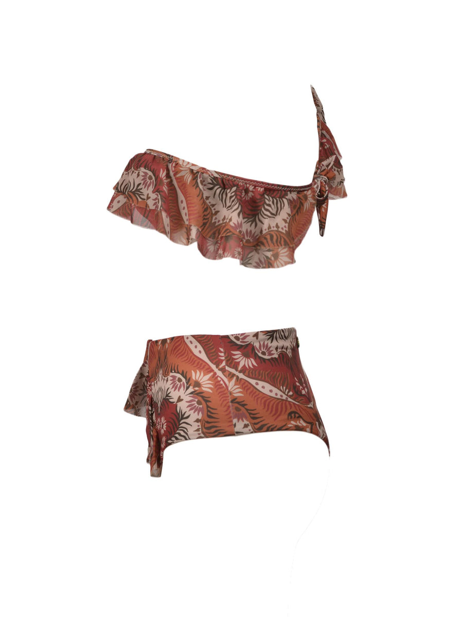 Costume monospalla e slip alto in fantasia Rough F220152 X1 Fk 