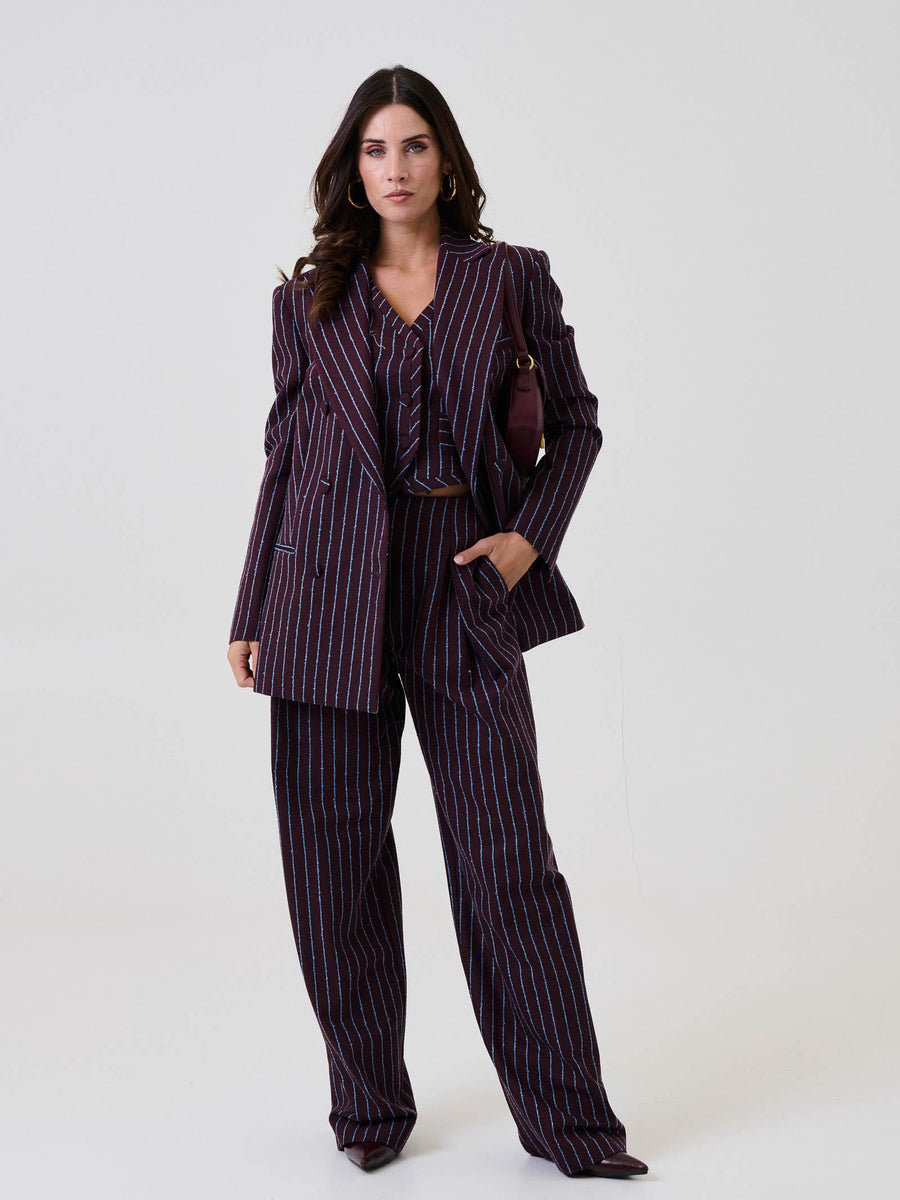 Blazer doppiopetto Bohemian Vì bordeaux a righe azzurre SDBO5017 BORDEAUX Bohemian V 