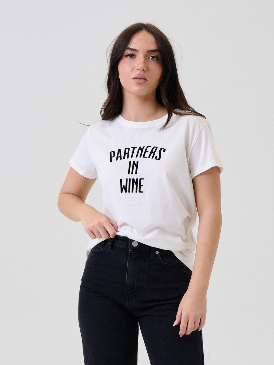 T-Shirt Vicolo bianca con stampa "Partners in Wine" RF0256 BIA Vicolo 