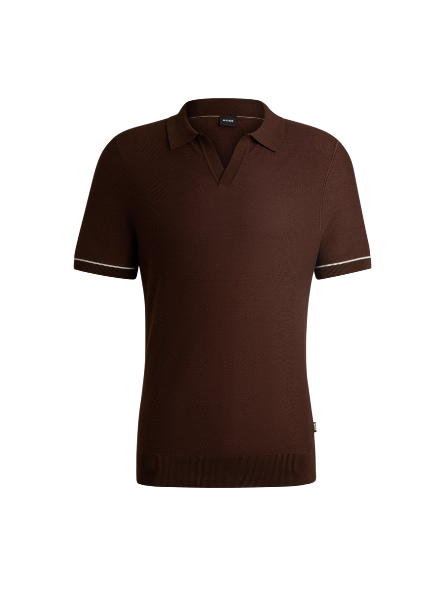 Polo Boss marrone con colletto jhonny 50537654 204 Boss 