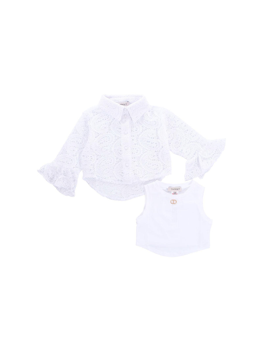 Camicia in pizzo Twinset bianca con top 251GJ2QR0 00808 Twinset 