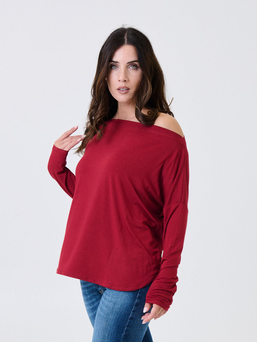 Maglia a maniche lunghe Kontatto ciliegia con scollo a barca MR5003C CILIEGIA kontatto 