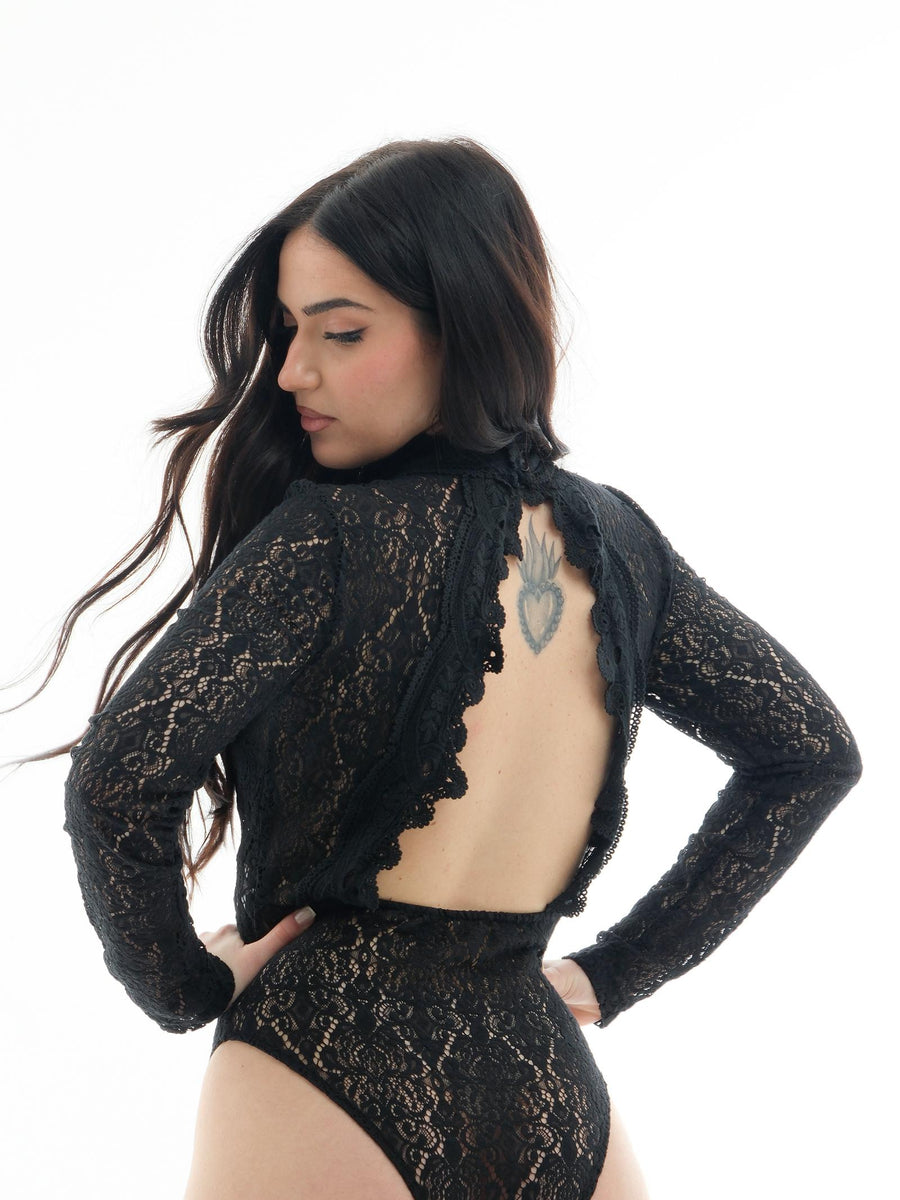 Body Haveone nero in pizzo con schiena scoperta BMAN004 NERO Haveone 