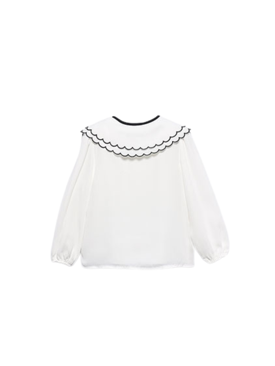 Camicia chiffon Abel & Lula bianca con colletto ricamato 5612 Crema Abel & Lula 