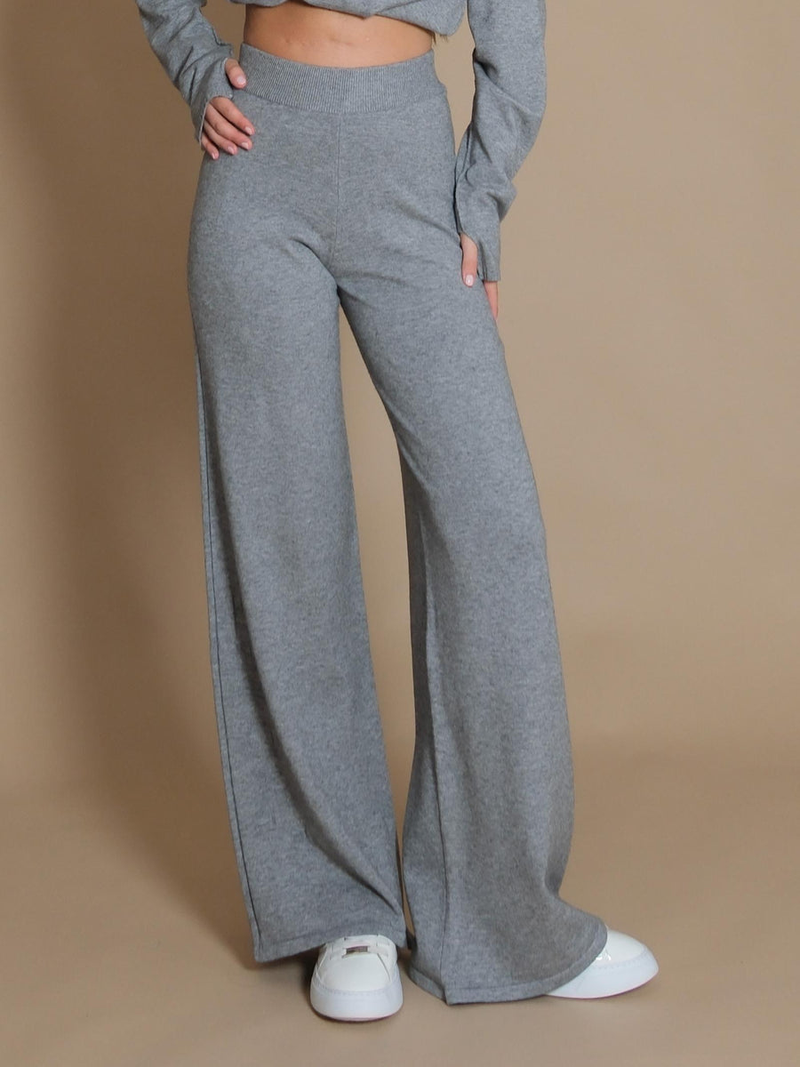 Pantaloni Hinnominate grigi a palazzo realizzati in maglia HMABW01176 GRIGIO MELANGE Hinnominate 