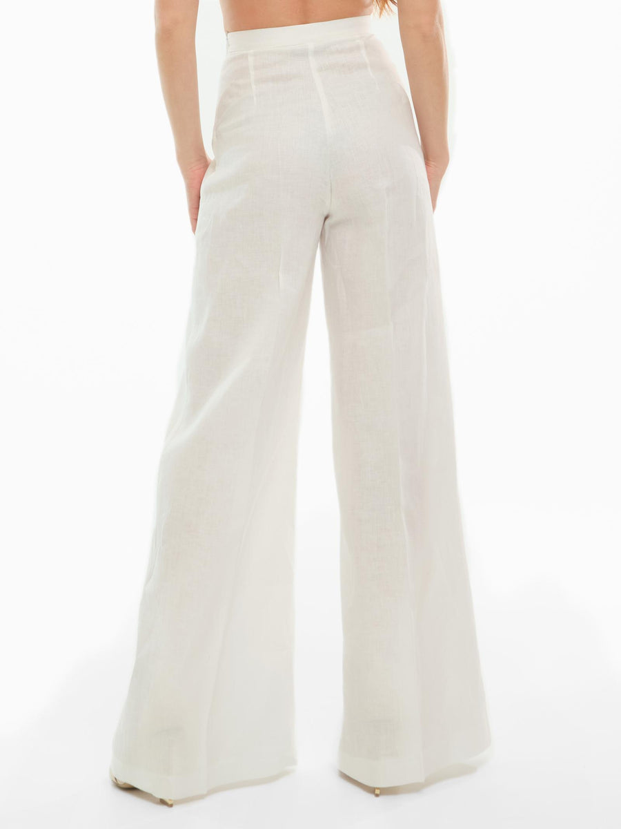 Pantalone a gamba larga Bohemian Vì bianco SDBO2009 OFF WHI Bohemian V 