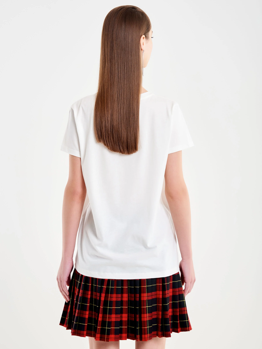 T-Shirt Vicolo bianca con stampa " Santa saw your social" RF0614 BIA Vicolo 