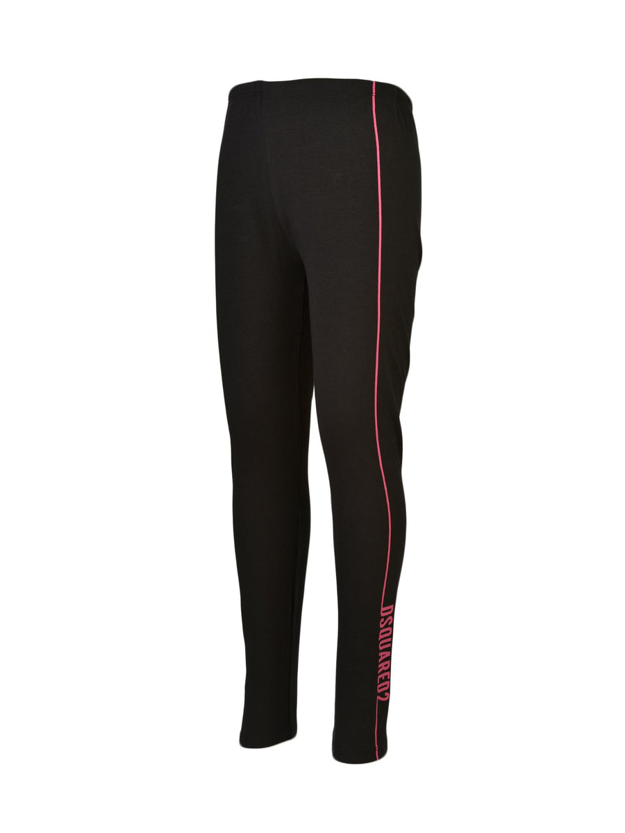 Leggings nero con bande fucsia DQ0653D008J DQ900 Dsquared 