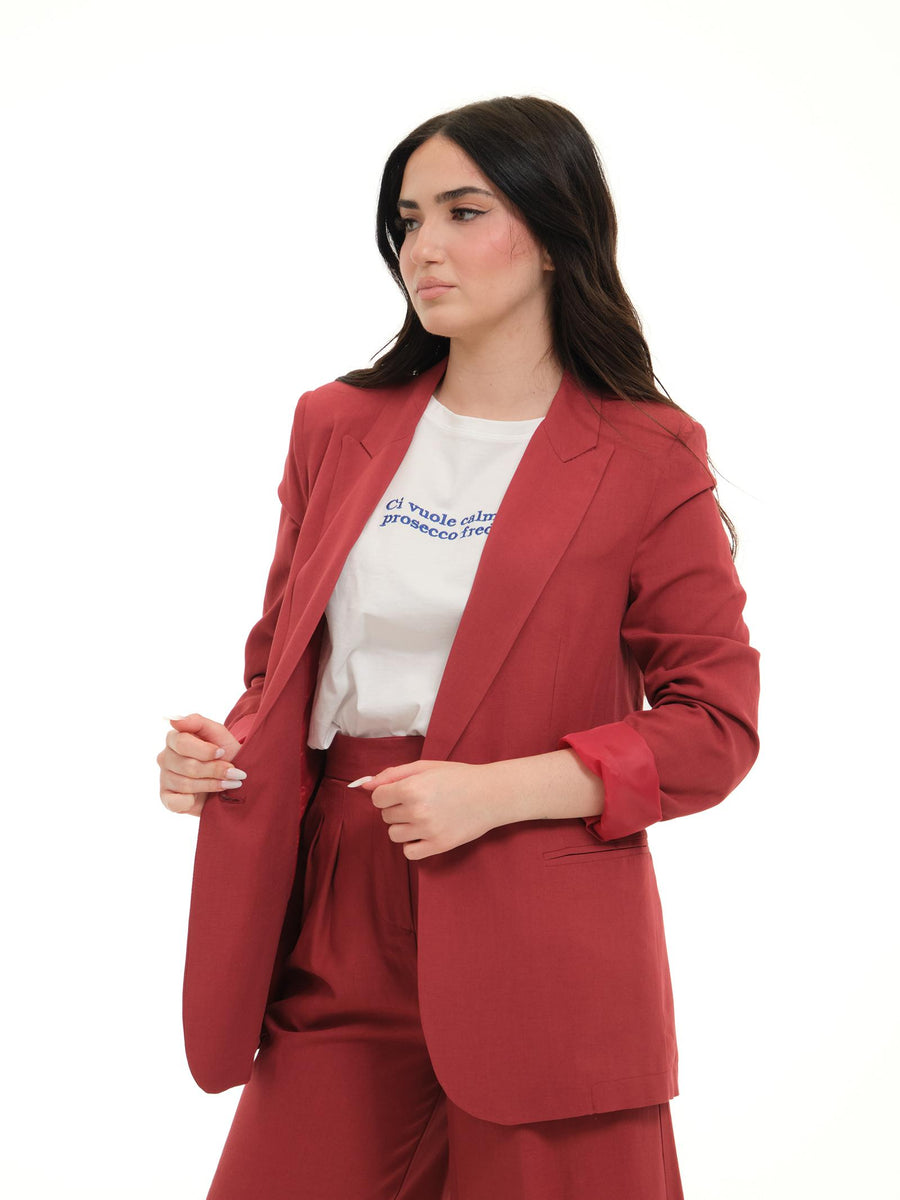 Blazer monopetto Vicolo rosso in misto lino TD1733 DU69 Vicolo 