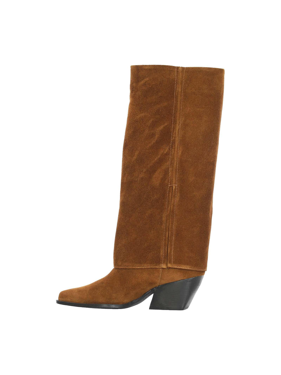 Stivale tubulare in camoscio cuoio texano con risvolto MEXICO CUO Gisel Moirè 