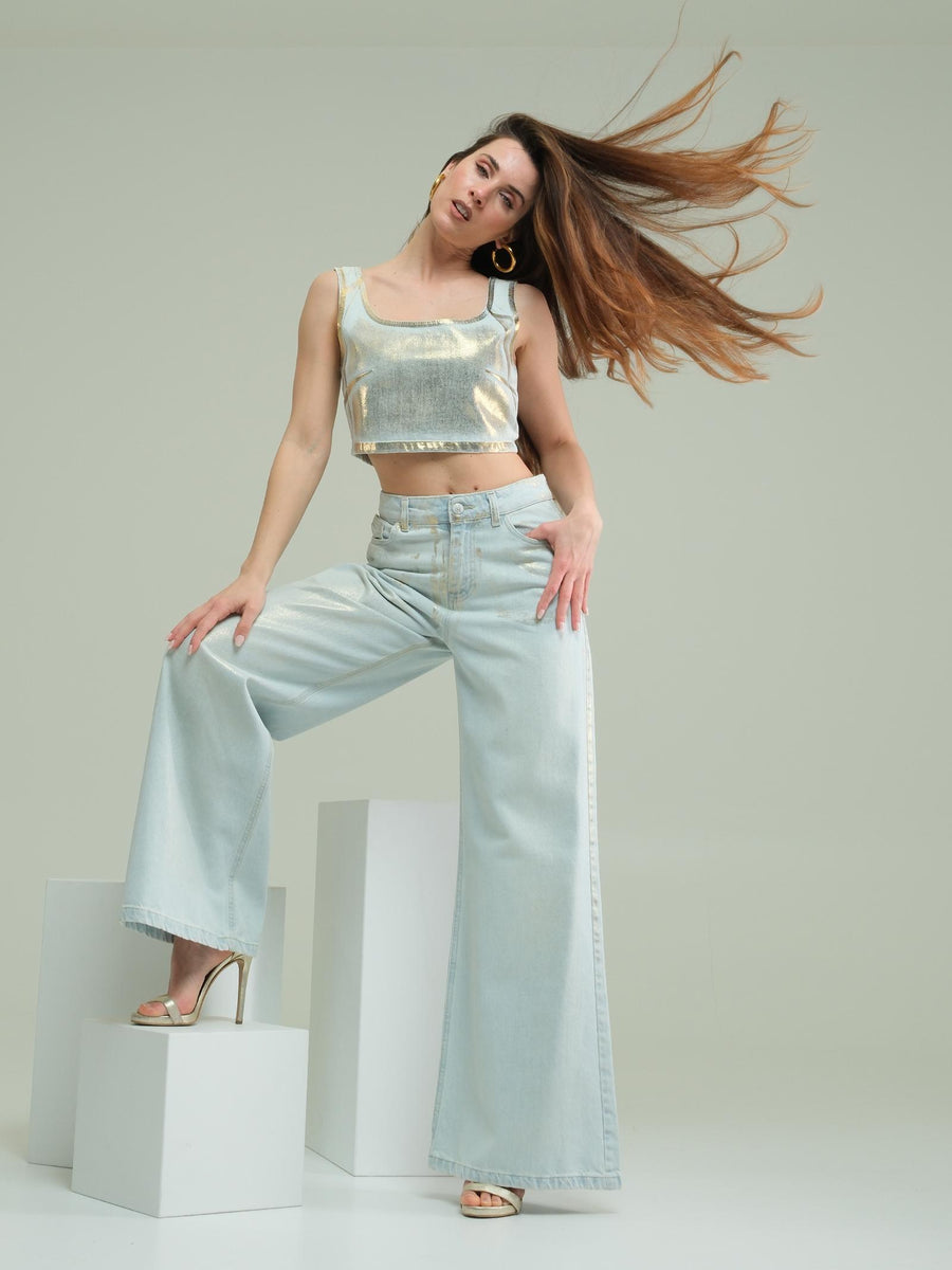 Top "crop maylar" Silence Limited in denim placcato SI10PL UNI Silence Limited 