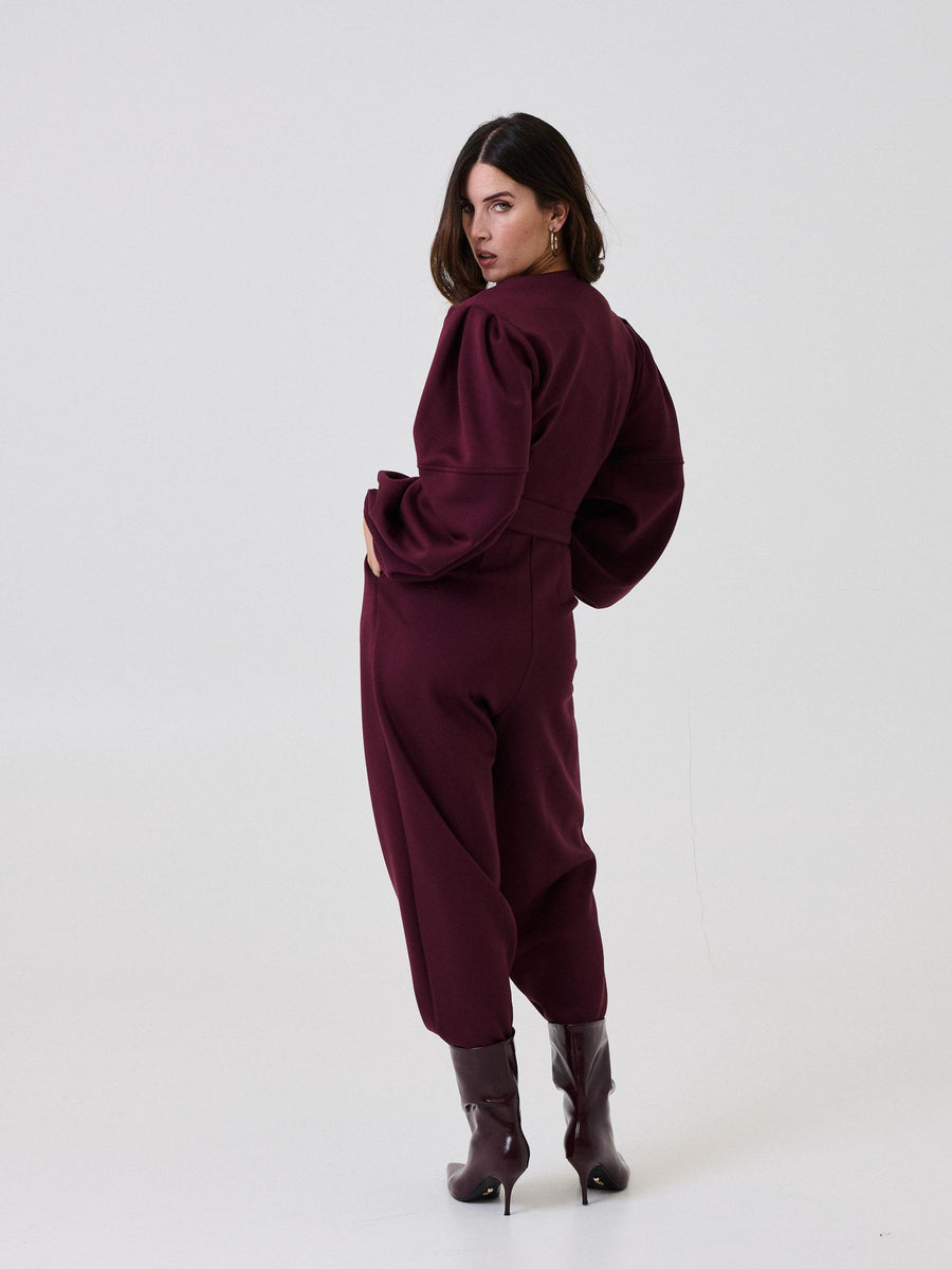 Jumpsuit Bohemian Vì bordeaux con zip centrale BHTUT004 BORDEAUX Bohemian V 