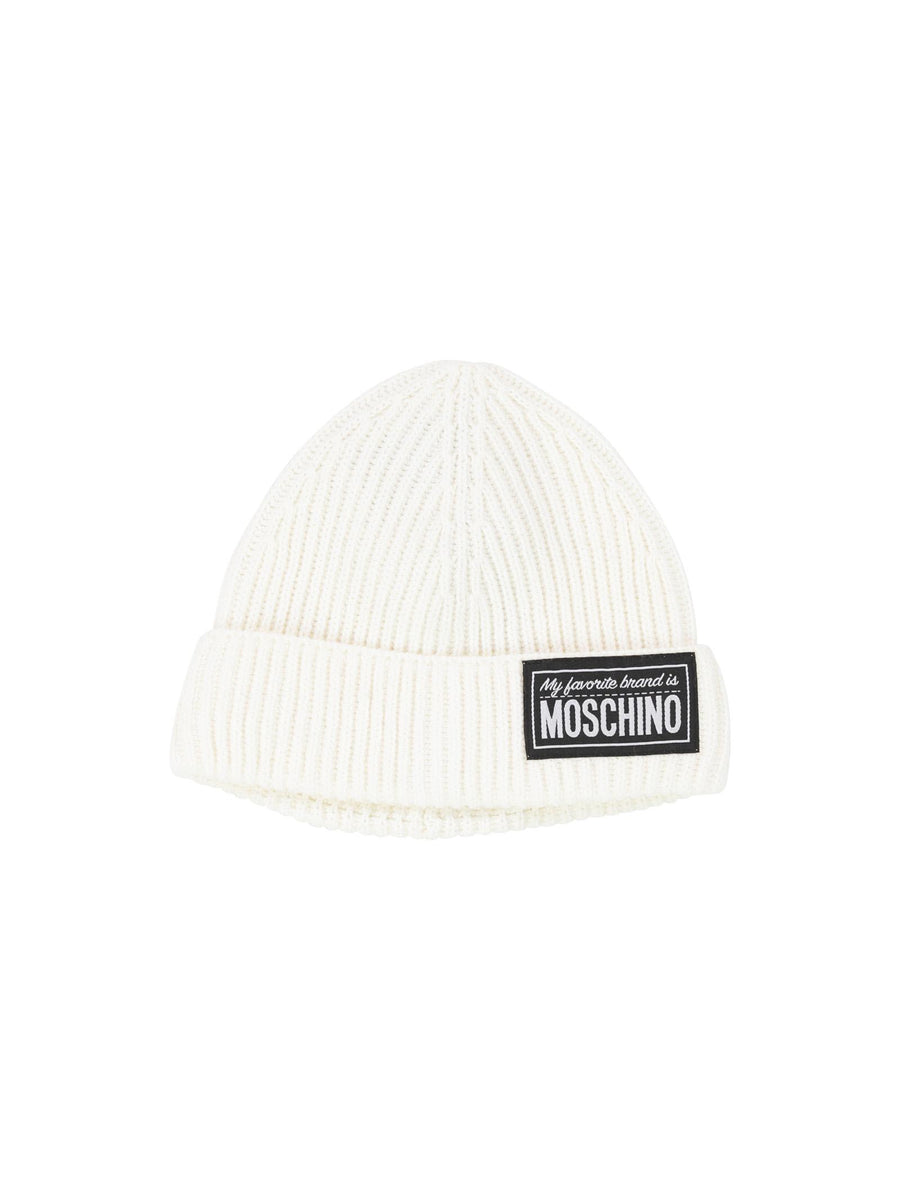Cappello in filo bianco con applicazione logo HUX02ILHE66 10063 Moschino 