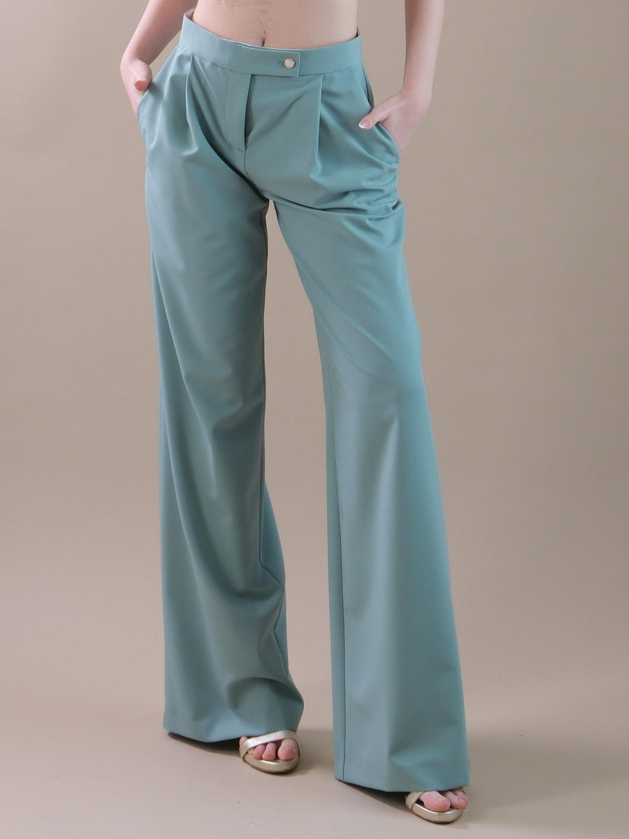 Pantaloni modello palazzo verde salvia PA98 VERDE Bohemian V 