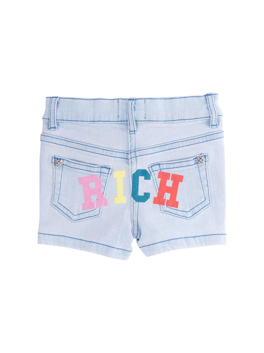 Shorts John Richmond azzurro in denim con logo multicolor RIP25031SH DENIM BLUE John Richmond 
