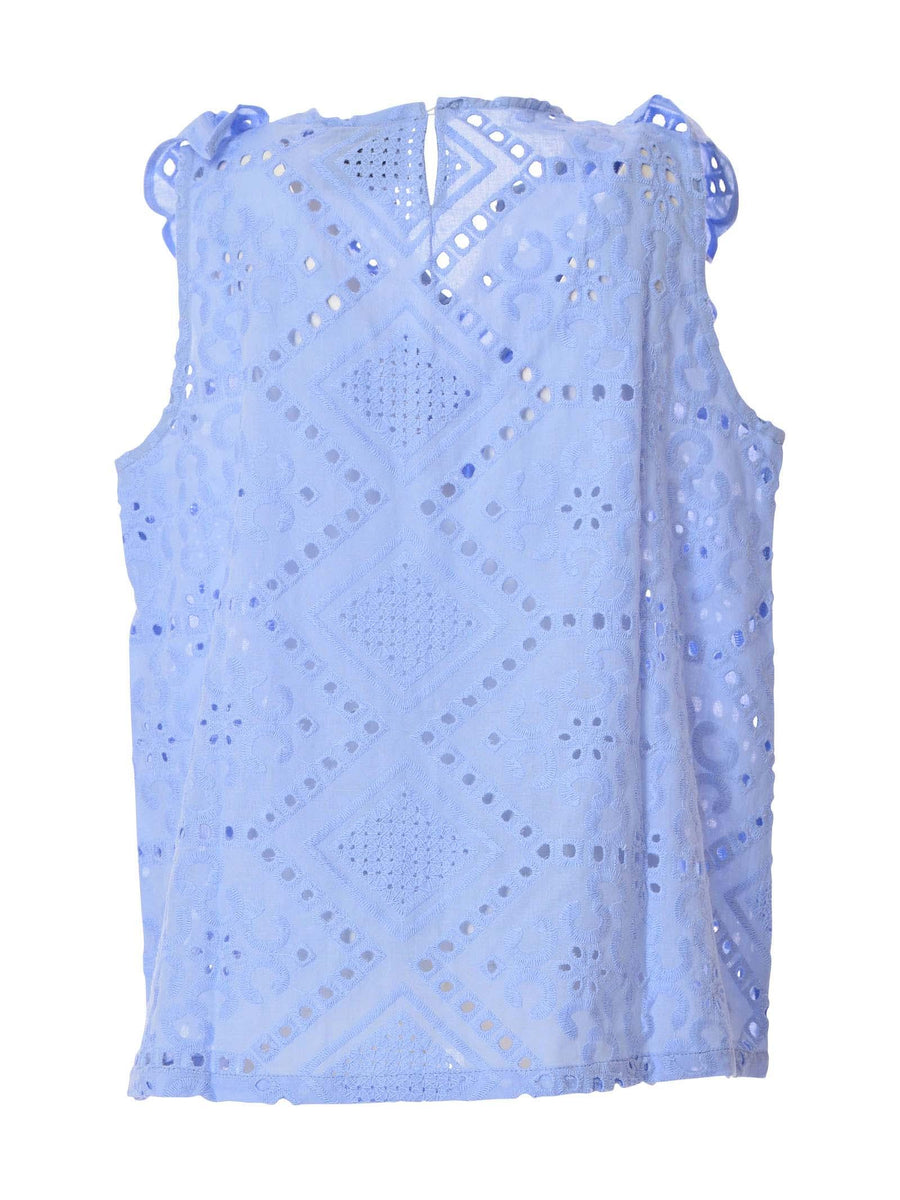 Blusa celeste in pizzo san gallo MMBSS22T480 CEL Mariuccia Milano 