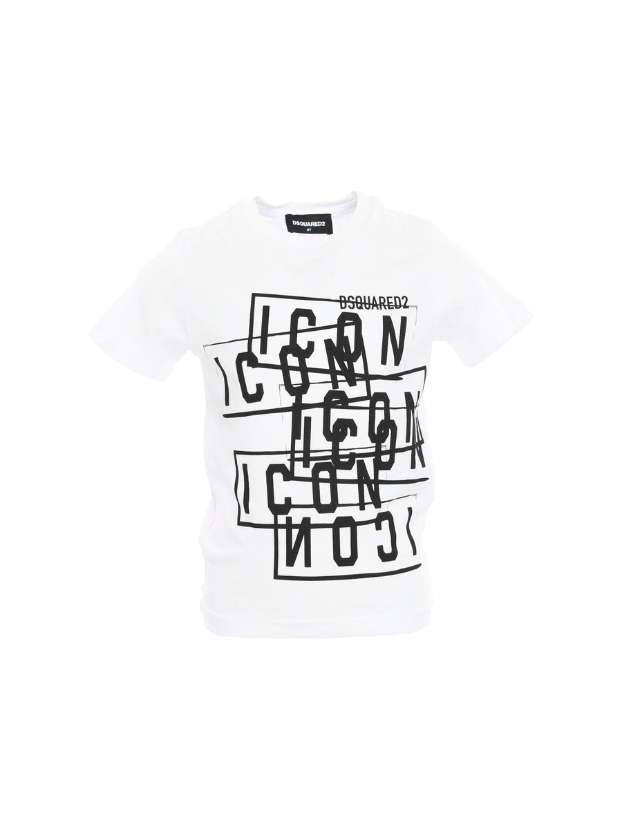 T-shirt bianca con stampa Icon nera DQ2418 DQ100 Dsquared 