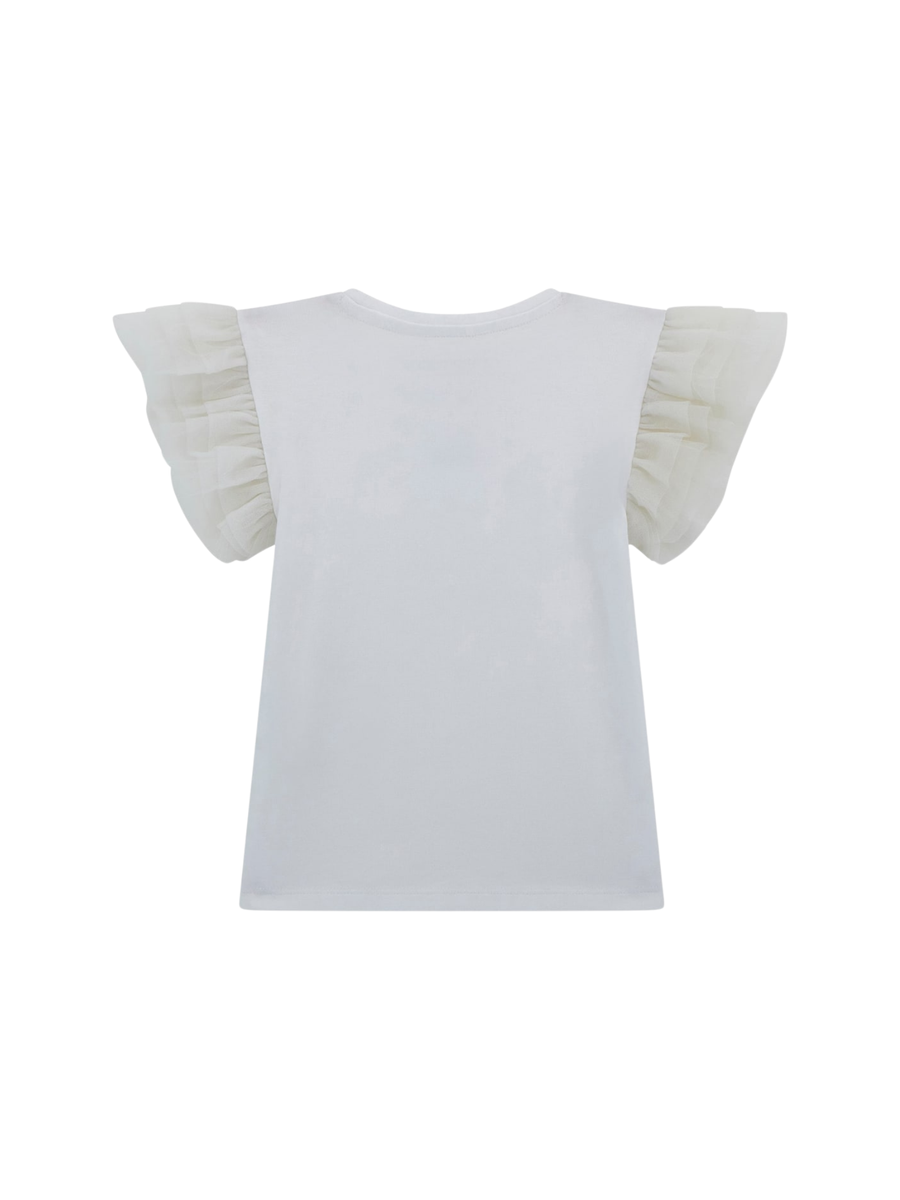 T-Shirt Guess bianca con maniche con volant K5GI18K6YW4 G011 Guess 