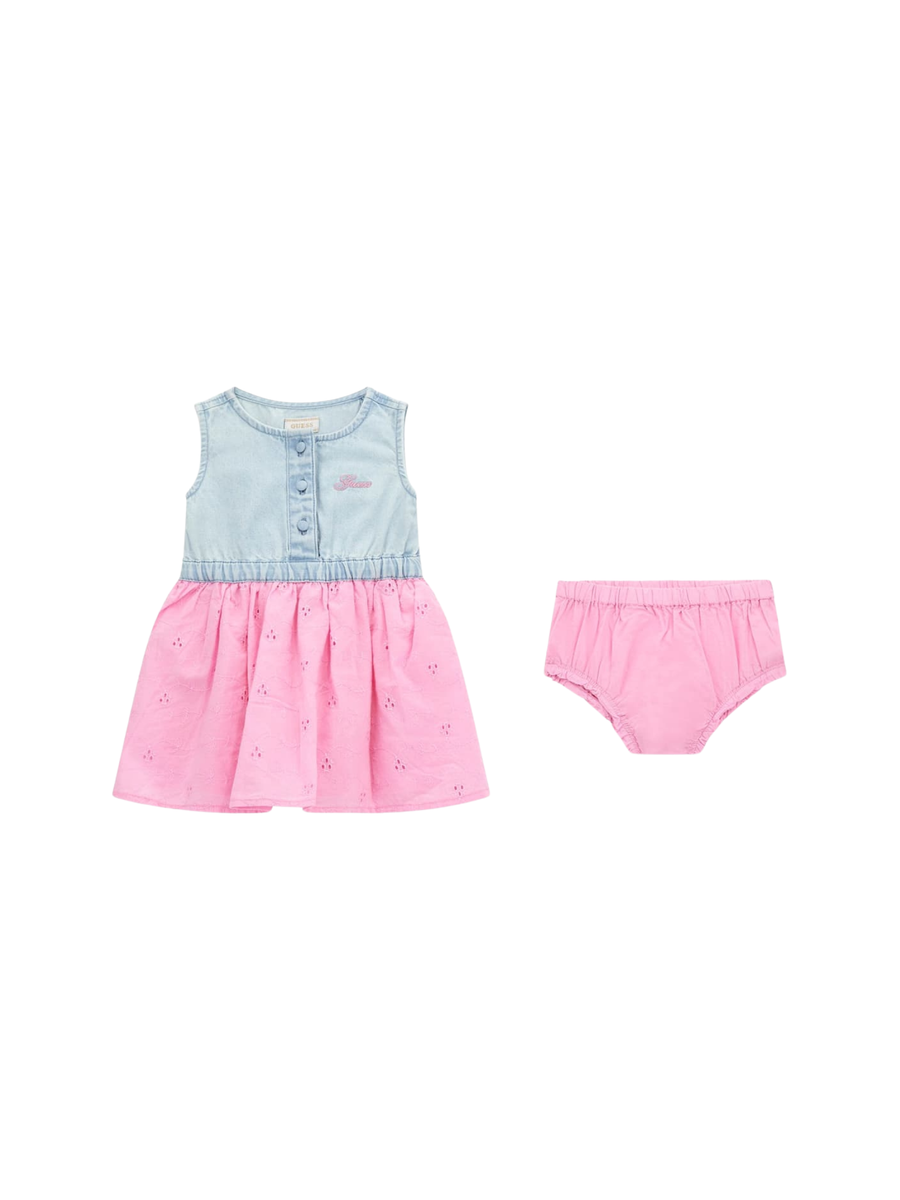 Abito Guess in denim con gonna rosa e slip in coordinato A5GK07D5NZ0 LBWG Guess 