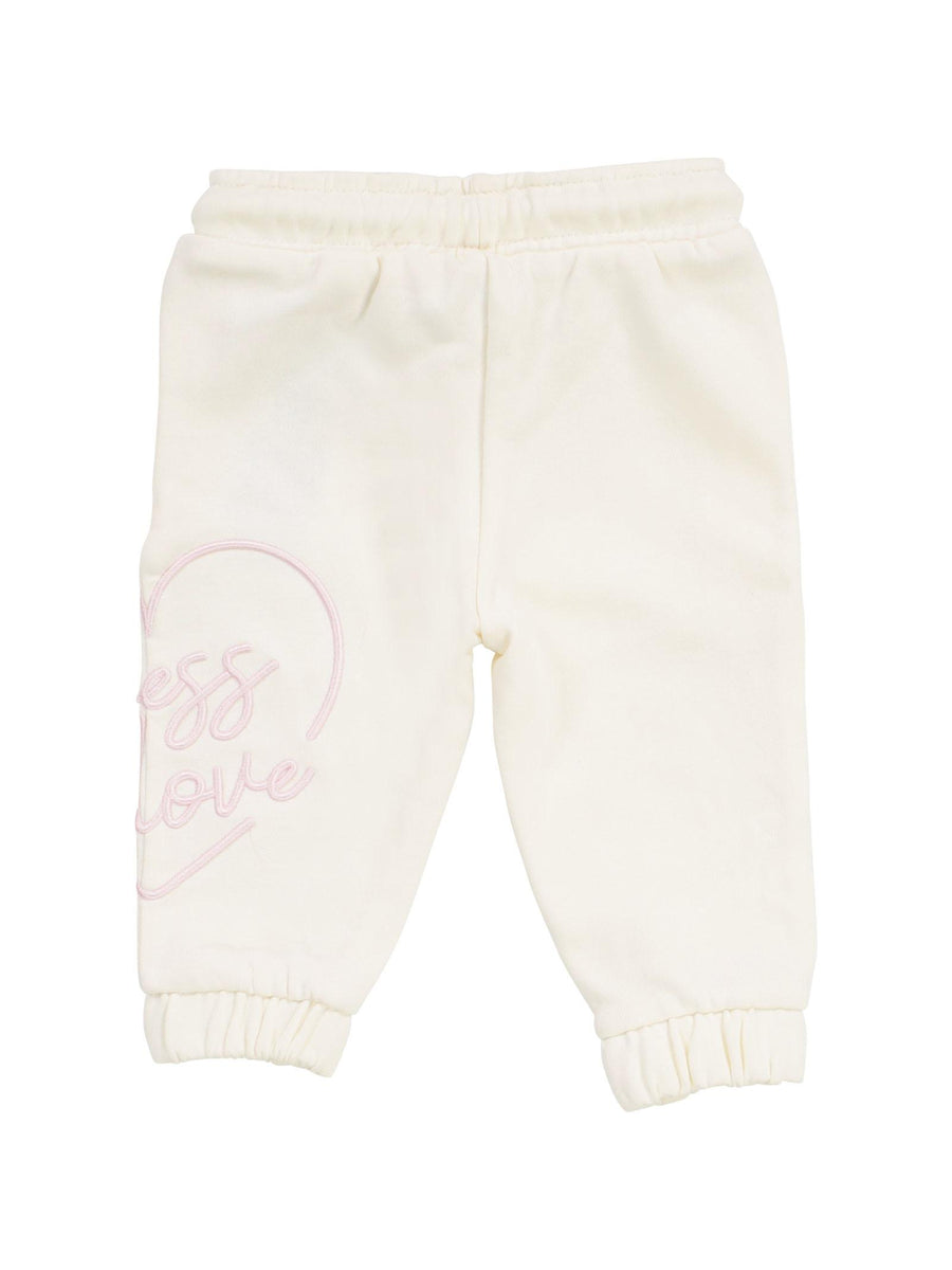 Pantaloni tuta Guess panna con cuore e logo rosa ricamati K4YQ15KA6R4 G012 Guess 