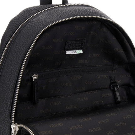 Zaino Guess nero con logo triangolare in ecopelle martellata HMTOLGP5475 BLA Guess 