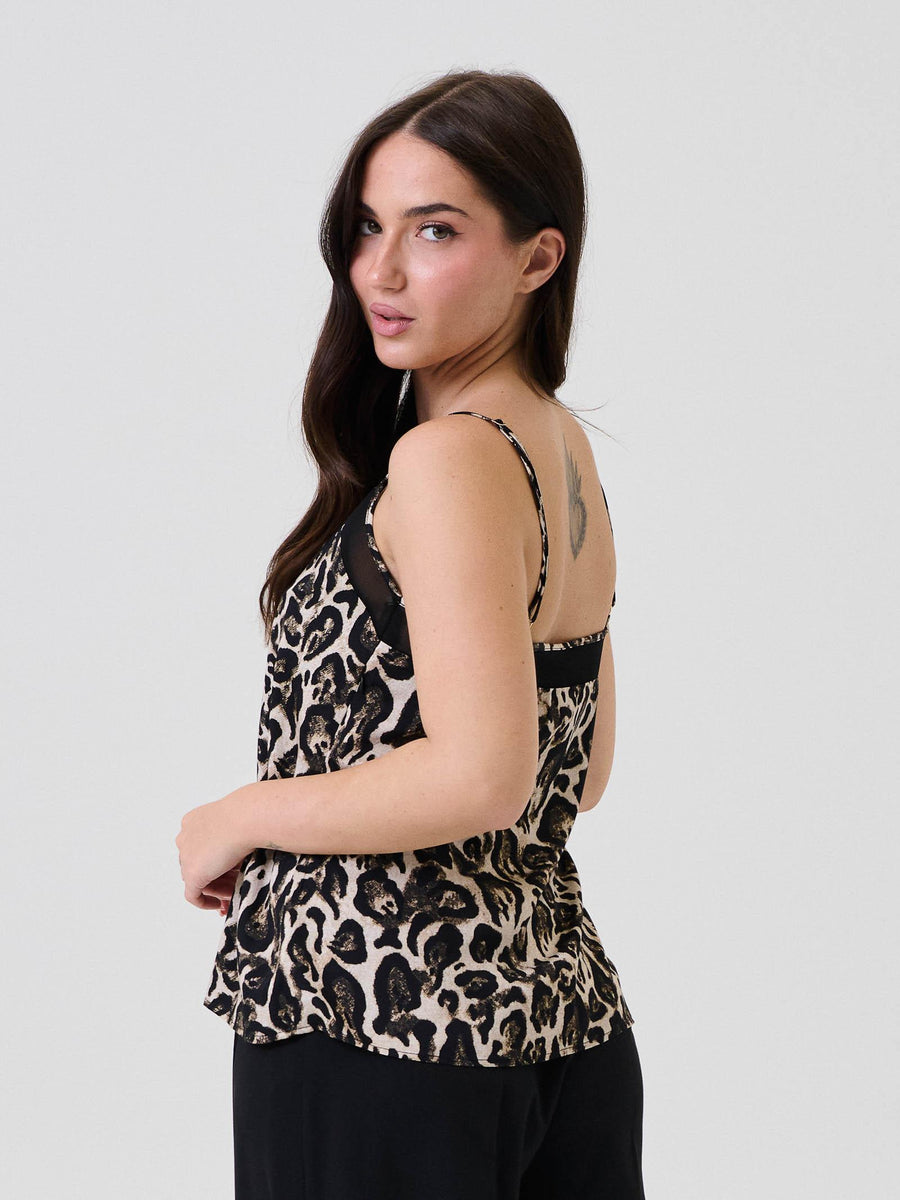 Top con spalline sottili Imperial beige e nero con stampa animalier RIH6KMQ BEIGE/NERO Imperial 