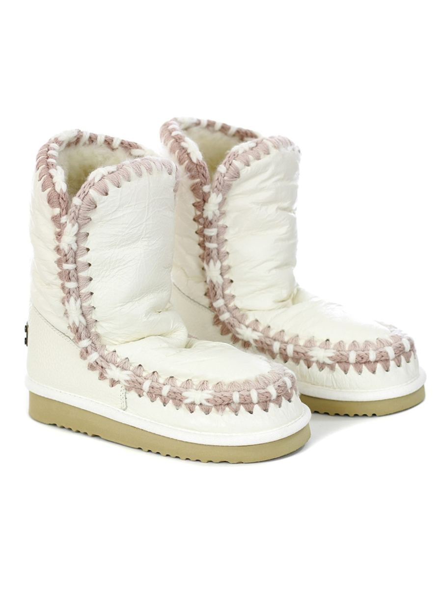 Mou Eskimo 24 cm Overstitching in pelle increspata bianca FW101075C WXWHI Mou 