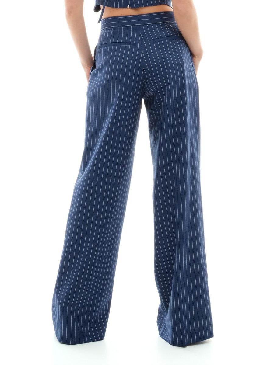 Pantalone a palazzo Bohemian Vì blu con pinces PA148 BLUE Bohemian V 