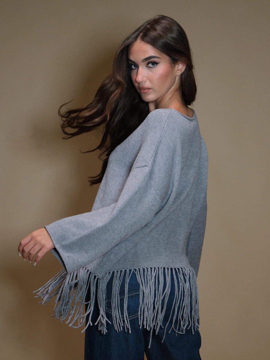 Maglione Armoire con frange grigio perla 5R556 GRIGIOPERLA Armoire 