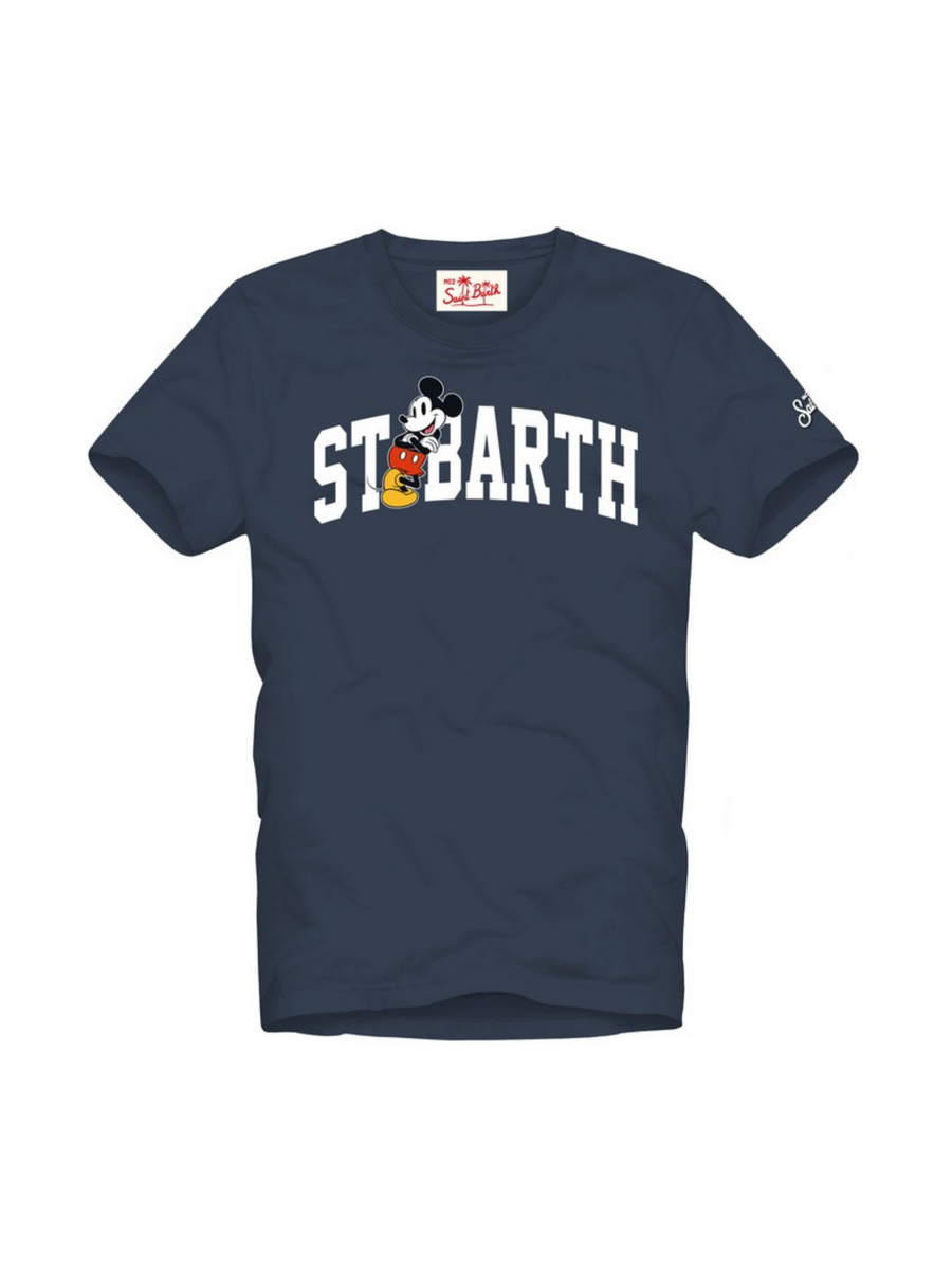 T-Shirt Saint Barth blu con stampa e topolino TSHM001 02839H MC2 SAINT BARTH 