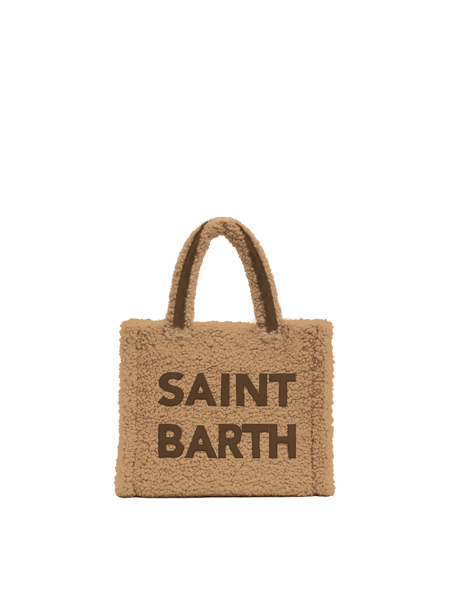 Borsa Colette effetto teddy Saint Barth marrone con maxi logo COL0032 01478I MC2 SAINT BARTH 