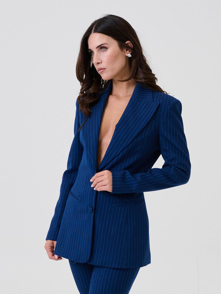 Giacca monopetto Silence Limited blu navy a righe SLGI007 NAVY Silence Limited 