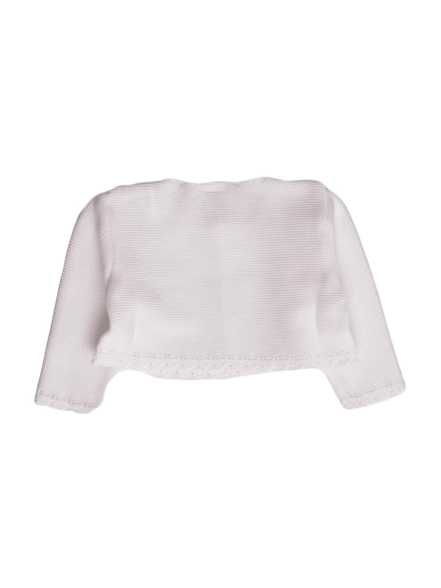 Cardigan in filo bianco a coste EG32245 C1 Marlù 