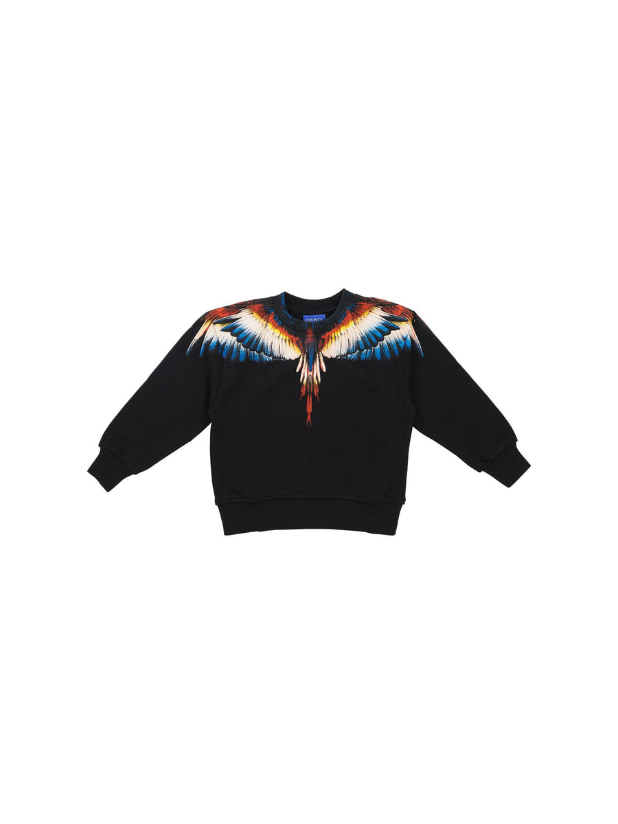 Felpa County of Milan nera con stampa ali SW059 110 County of Milan 