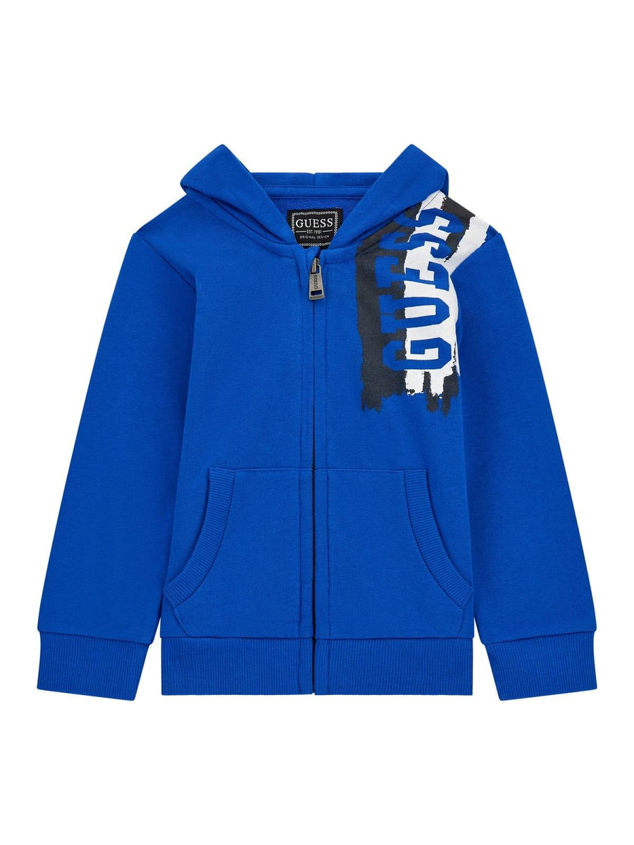 Felpa Guess blu royal full zip con logo sulla spalla N4YQ00KA6R3 G76G Guess 