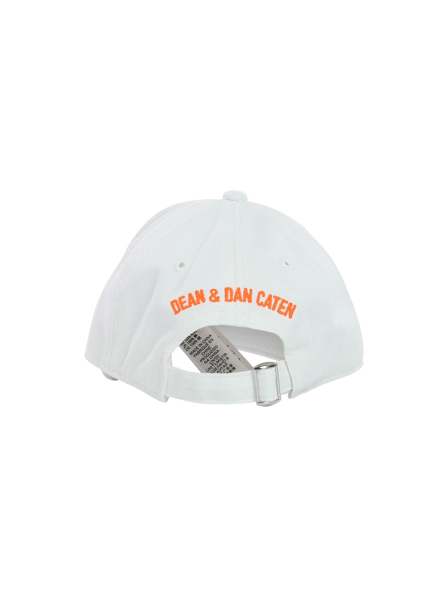 Cappello bianco con logo Icon arancio fluo sfumato DQ2405 DQ10V Dsquared 