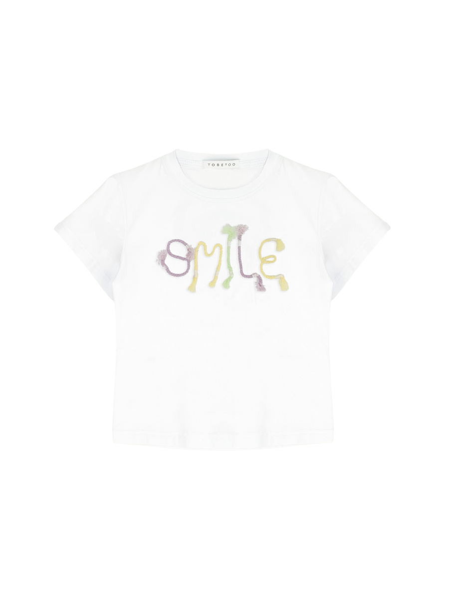T-Shirt Tobetoo bianca con scritta "smile" 410TTBS25 BIANCO Tobetoo 