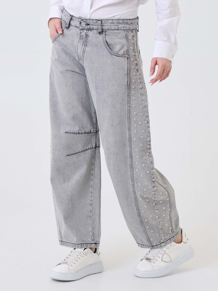 Jeans ballon Haveone grigio con borchie laterali PGZP082 UNI Haveone 