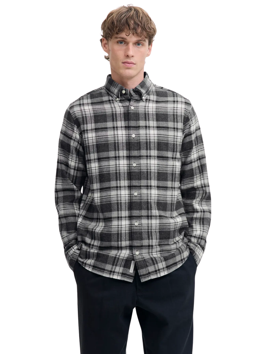 Camicia Jack & Jones grigia fantasia check 12286224 C Gray Jack & Jones 