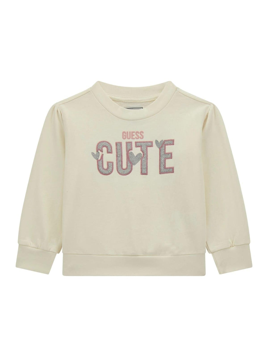 Felpa panna con scritta Guess Cute ricamata frontale K4BQ03KAX73 G012 Guess 