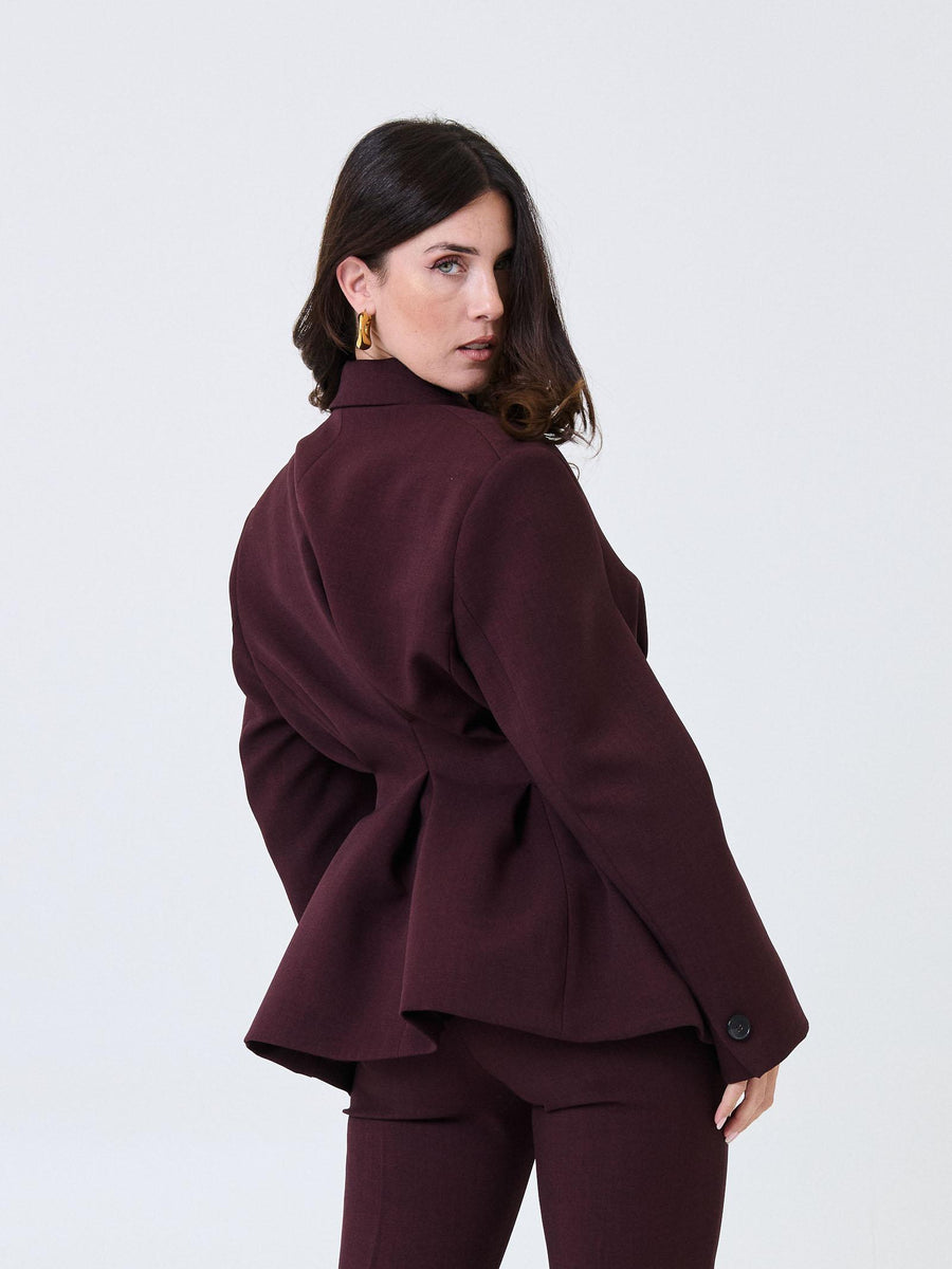 Blazer Vicolo bordeuax stretto in vita e retro con balze TF0445 BORDEAUX Vicolo 