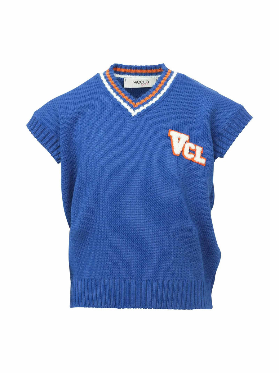 Gilet in maglia a coste blu royal BW0809 ROY Vicolo 