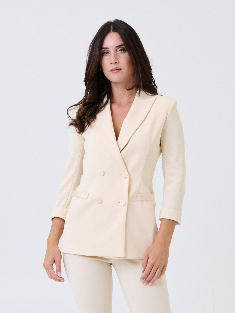 Giacca a 3/4 Imperial beige gesso doppiopetto JU25KAW GESSO Imperial 