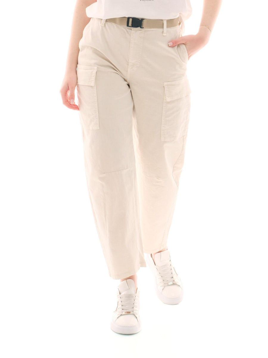 Jeans cargo Please bianco con cinturino P2NHCV9PFW WHITE SWAN Please 