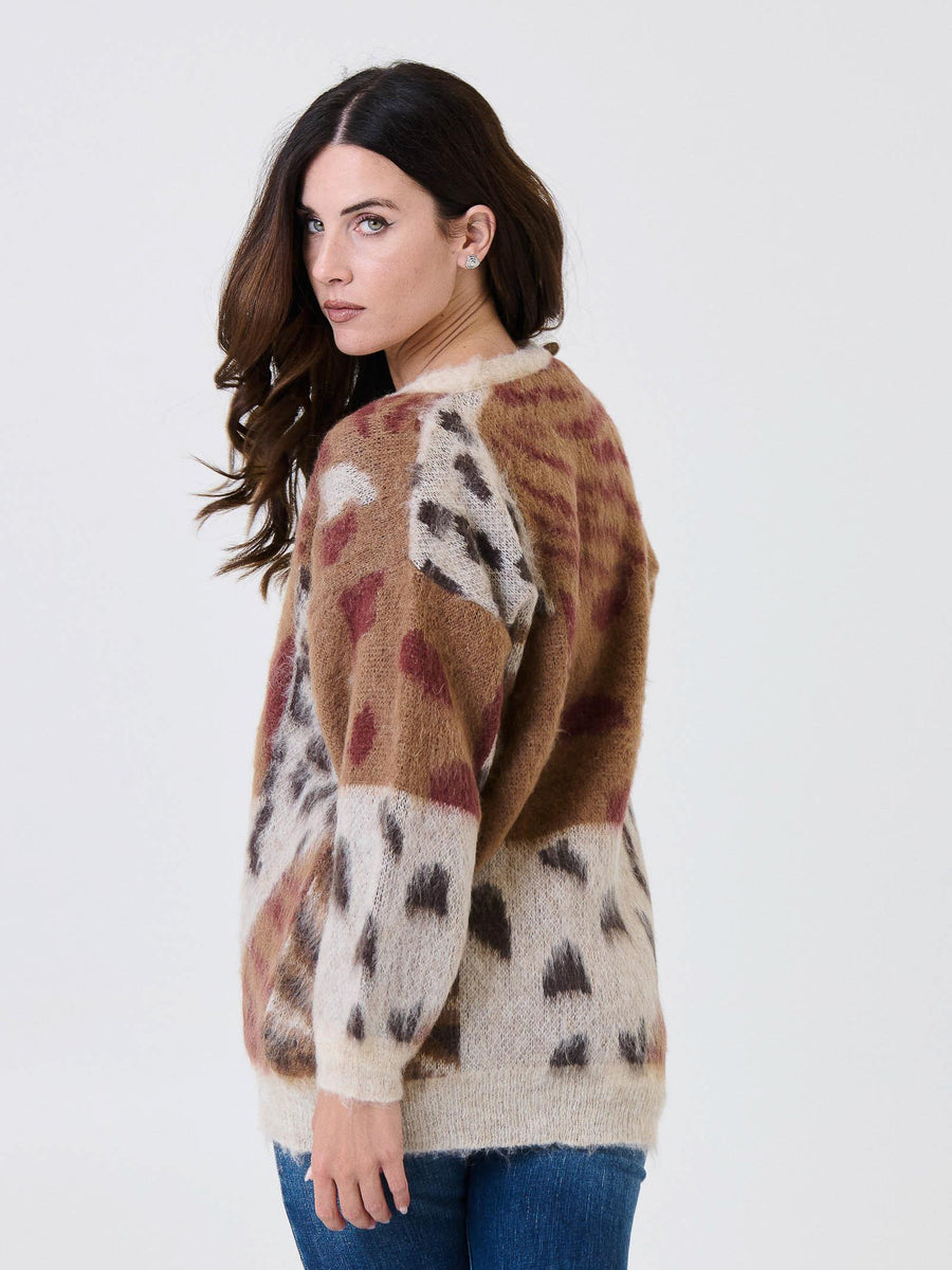 Cardigan Kontatto beige stampa animalier sfumata 3M0906C BEIGE kontatto 