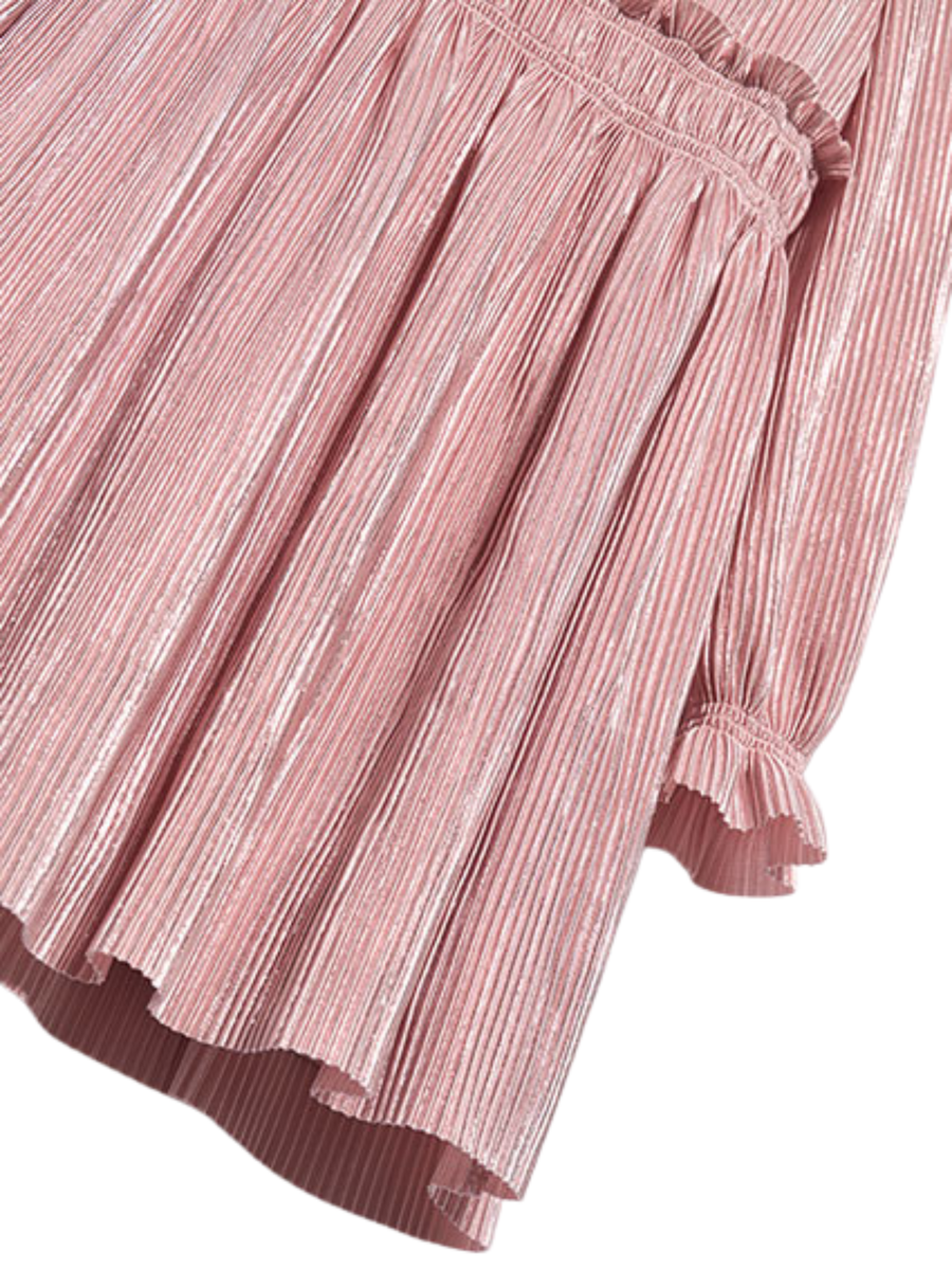 Abito in velluto Abel & Lula rosa con pieghe sul corpetto 5530 Petalo Abel & Lula 