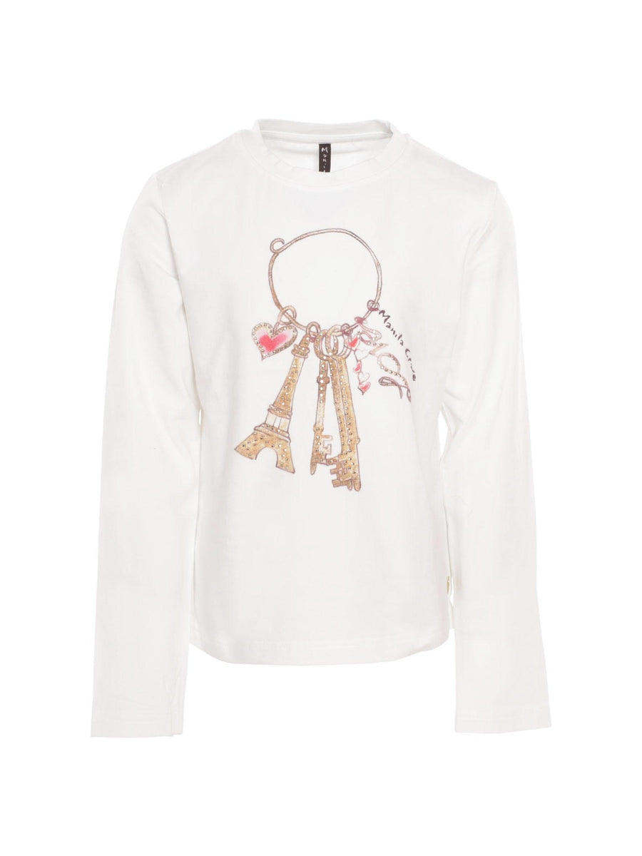 T-Shirt Manila Grace con torre eiffel bianca MFJF24T094 LATTE Manila Grace 