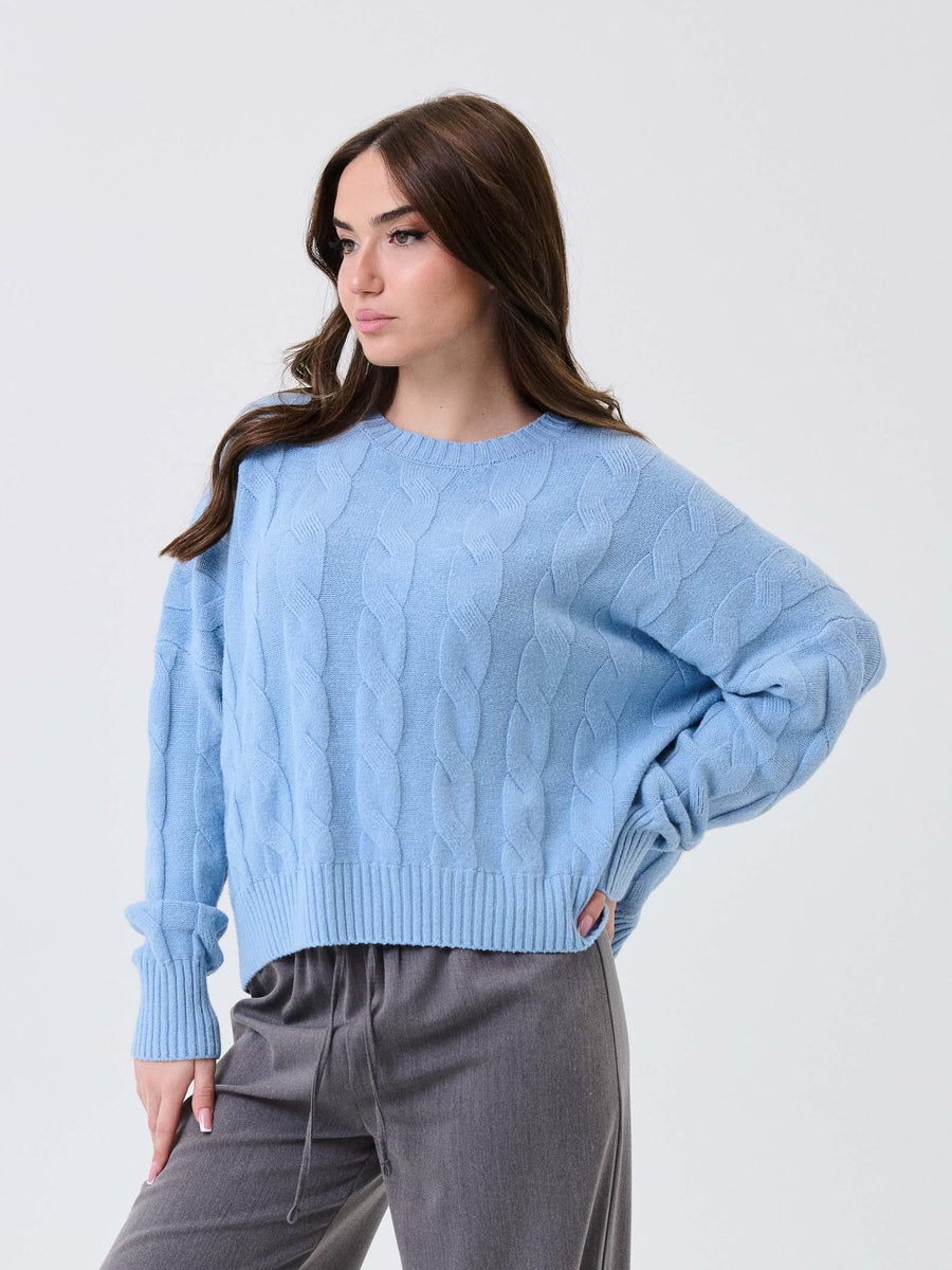 Maglione intrecciato Armoire azzurro con spalle scese 5R72220 MADONNA Armoire 