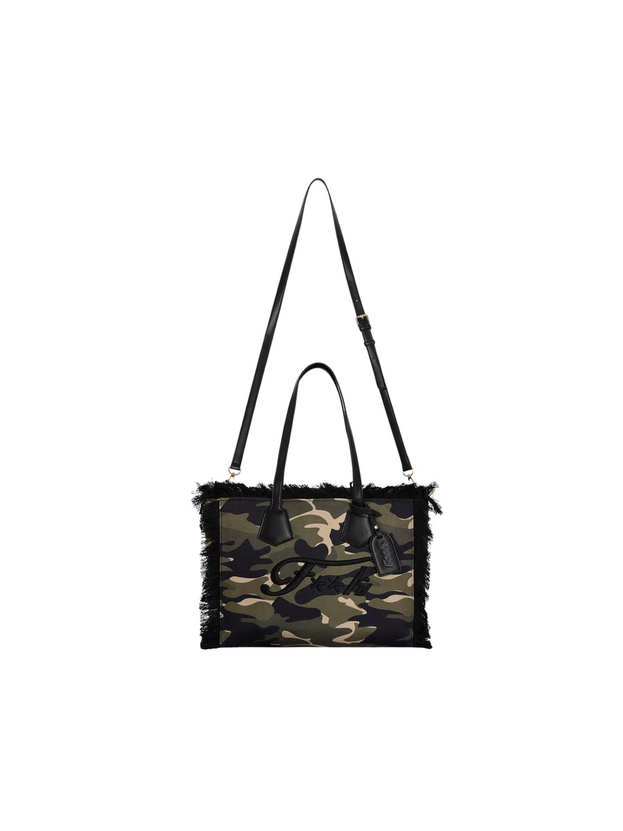 Borsa a spalla Fk verde militare con frange FA25-WW0260X06 UNI Fk 