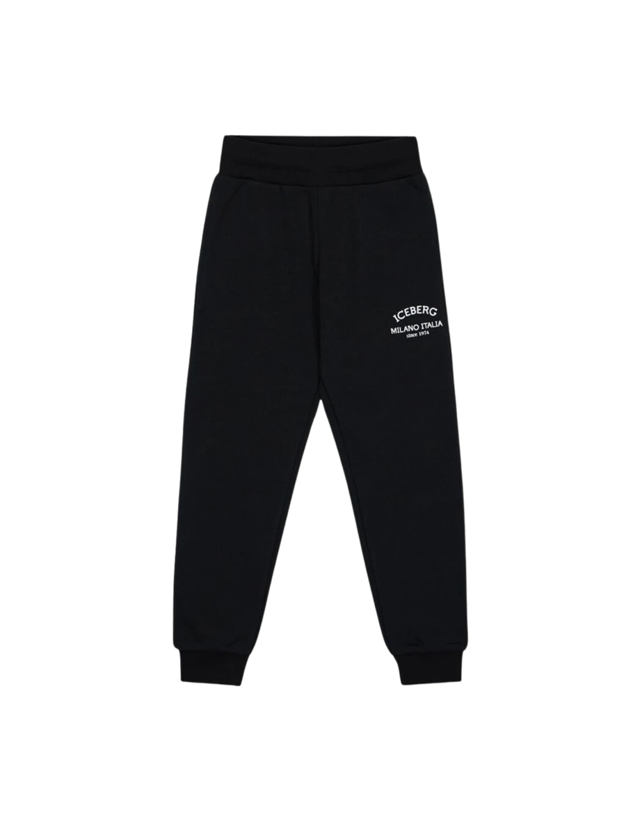 Pantalone jogger Iceberg nero con logo a contrasto PFICE5316J PANNA Iceberg 